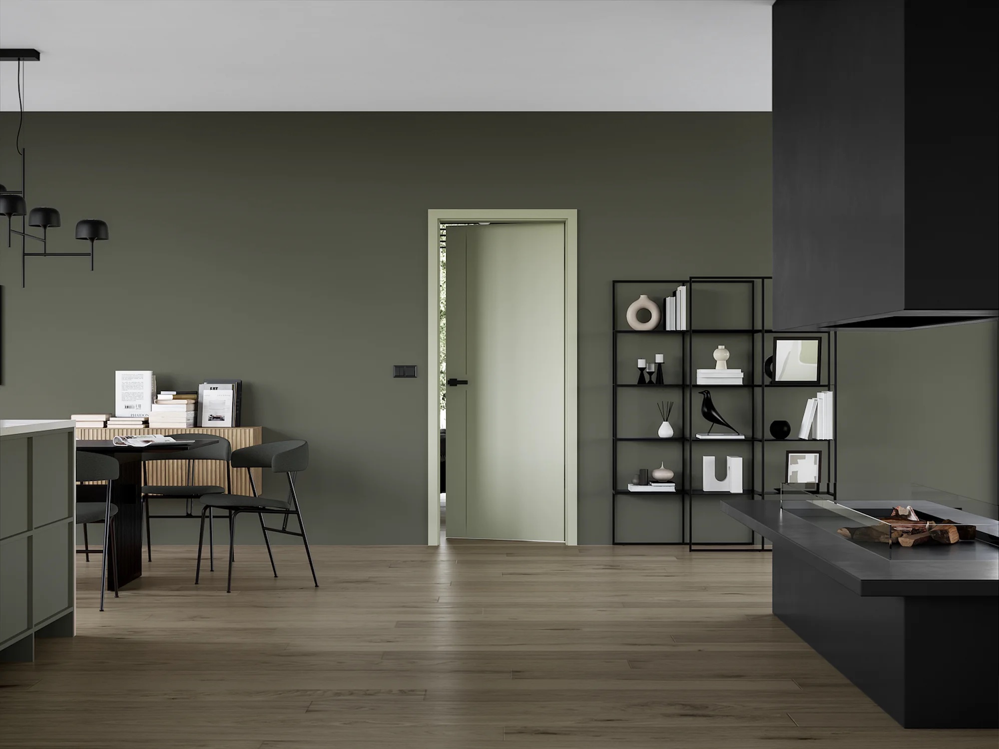 BLACKLINE-Designtür mit G-TEC-Oberfläche in FeelJade Matt